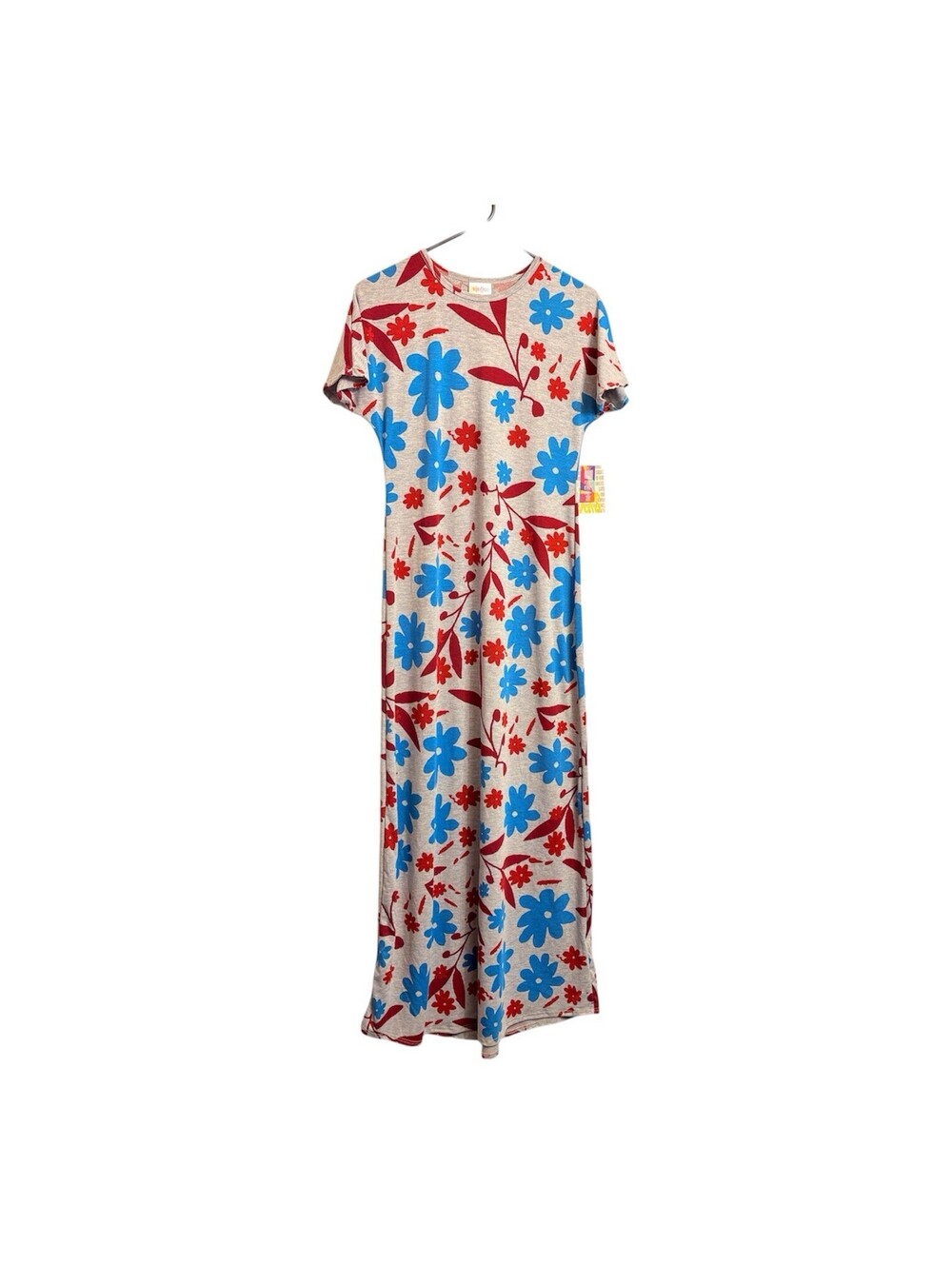 NWT LuLaRoe Women's Long Dress XXS 2XS Grey Red Blue Flowers